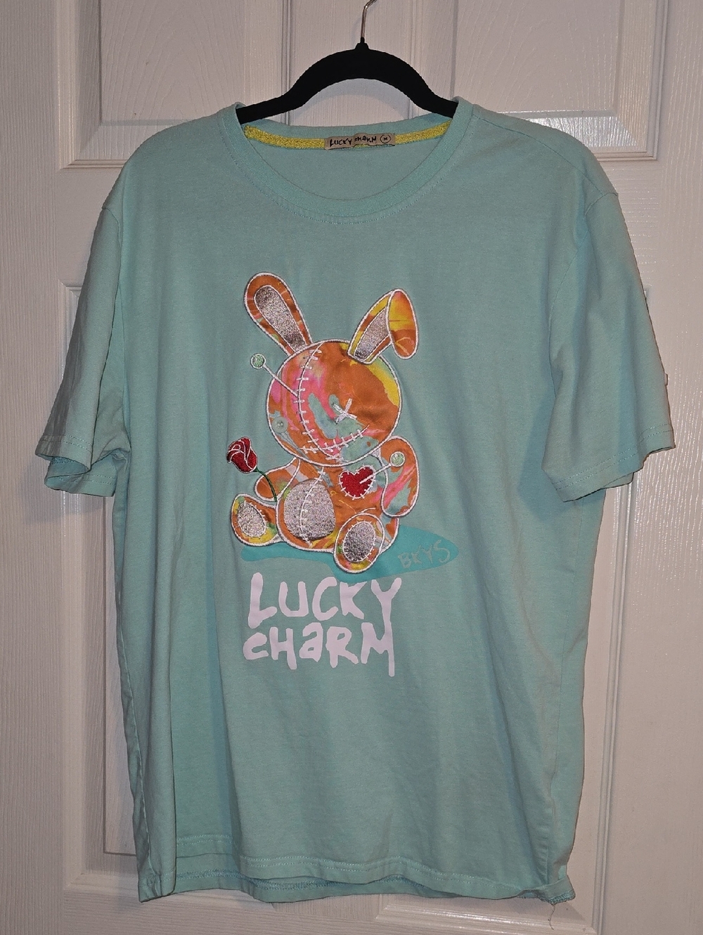 Lucky Charm Bunny Graphic Tee - Light Aqua Mint - Lucky Brand